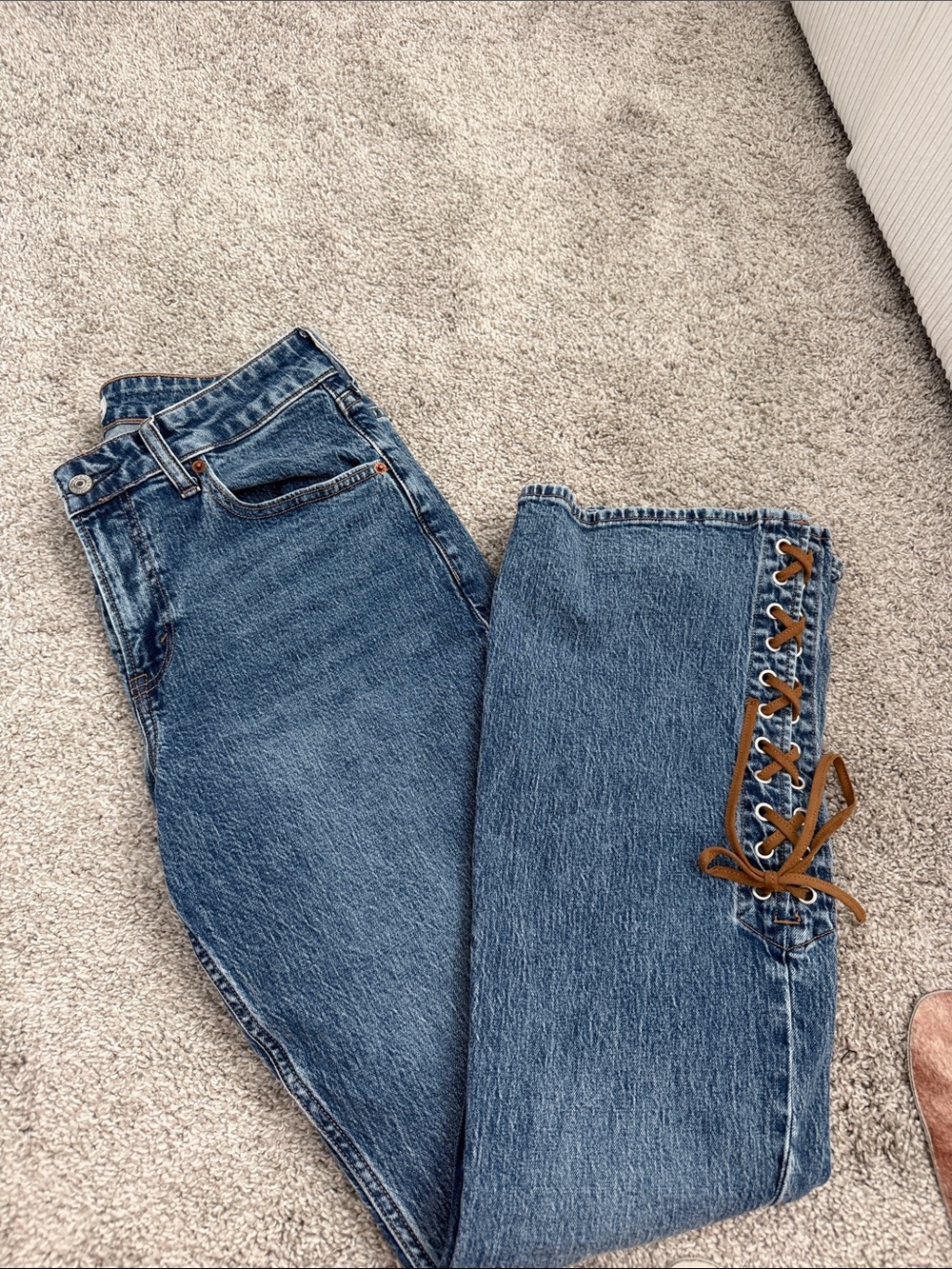 abercrombie Women’s Blue Lace-Up Side Detail Jeans